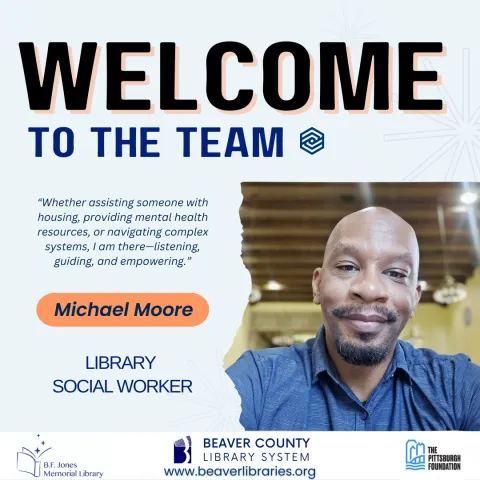 Social Worker, Michael Moore.  Picture of Michael Moore.  Text saying Welcome to the Team.