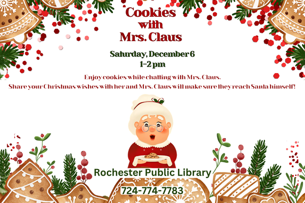 Image of Mrs Claus with details about the event.